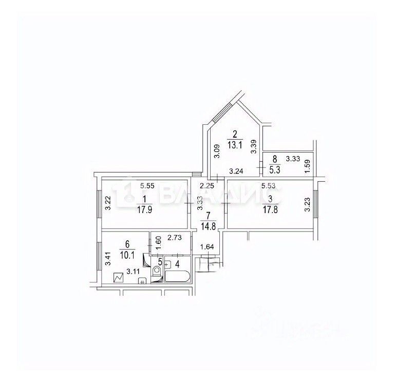 Продажа 3-комн квартиры на вторичном рынке Белореченская улица, 6
