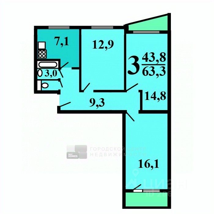 Продажа 3-комн квартиры на вторичном рынке Бригадирский переулок, 3-5