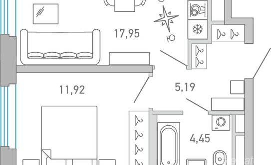 Продажа 1-комн квартиры в новостройке наб Чёрной речки,  д. 1