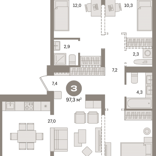 3-комн квартира Сапроново д., Калиновая ул.,  к. 12