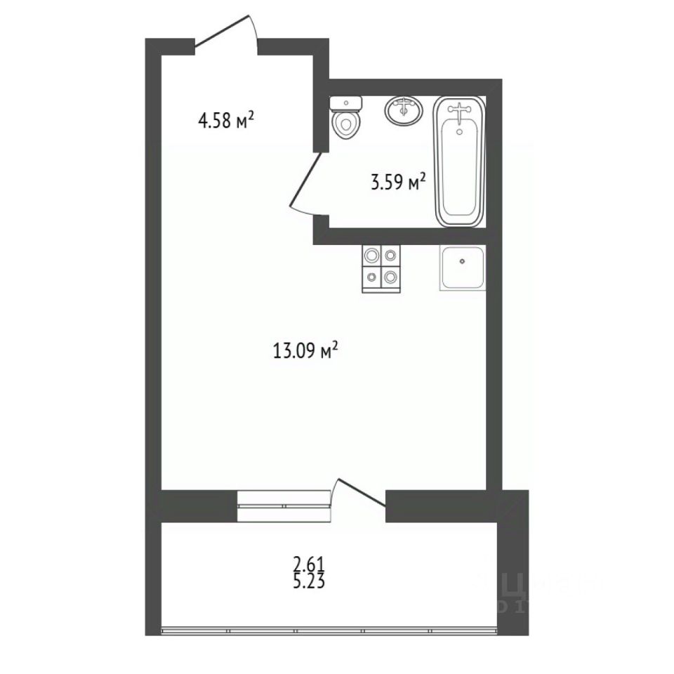 Продажа студии пос. Бугры, улица Тихая, 13к3