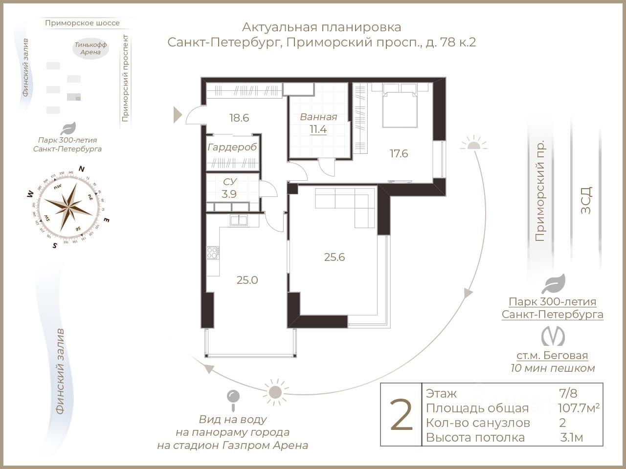 Продажа 2-комн квартиры на вторичном рынке Приморский проспект, 78к2