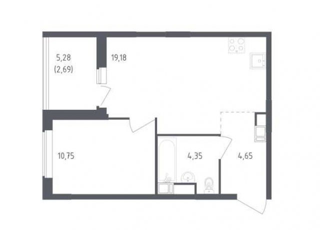 Планировка ЖК Южная Нева, 10.75 м2