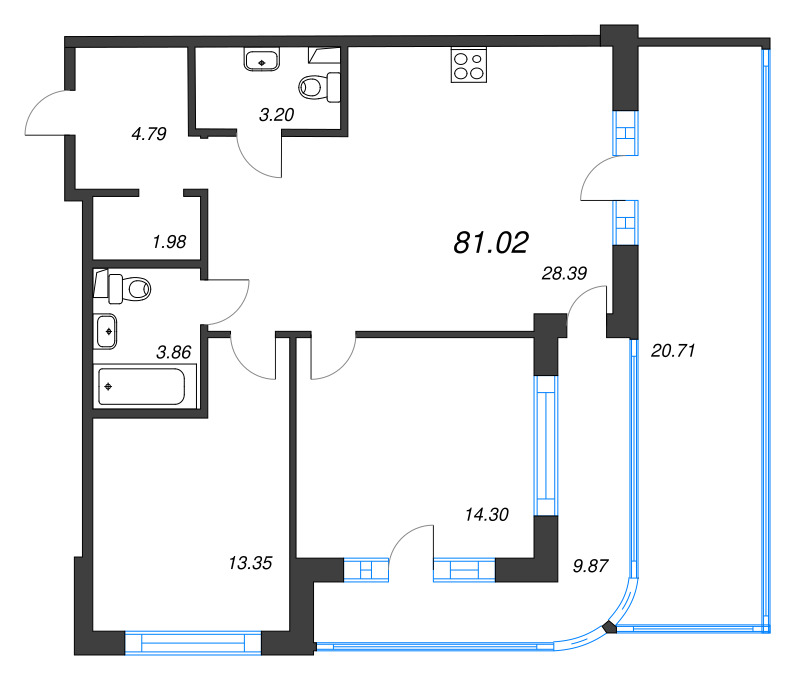 Продажа 2-комн квартиры в новостройке Бугры п., Дорога в Мурино,  к. 21