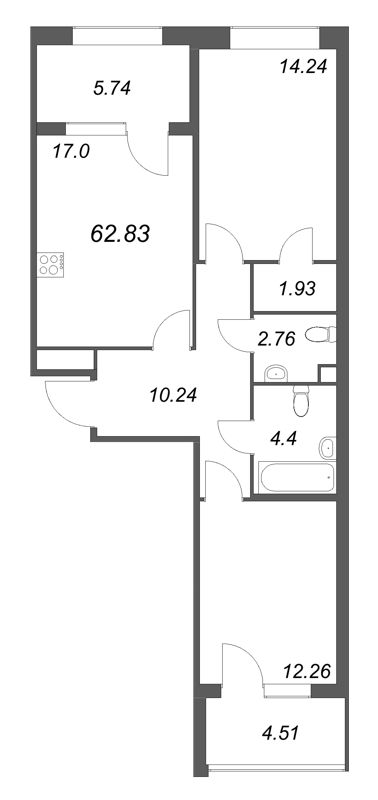 Продажа 2-комн квартиры в новостройке Санкт-Петербург г., Курская ул.,  к. 1