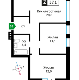 Продажа 2-комн квартиры в новостройке Аристово п., Детства ул.,  к. 5