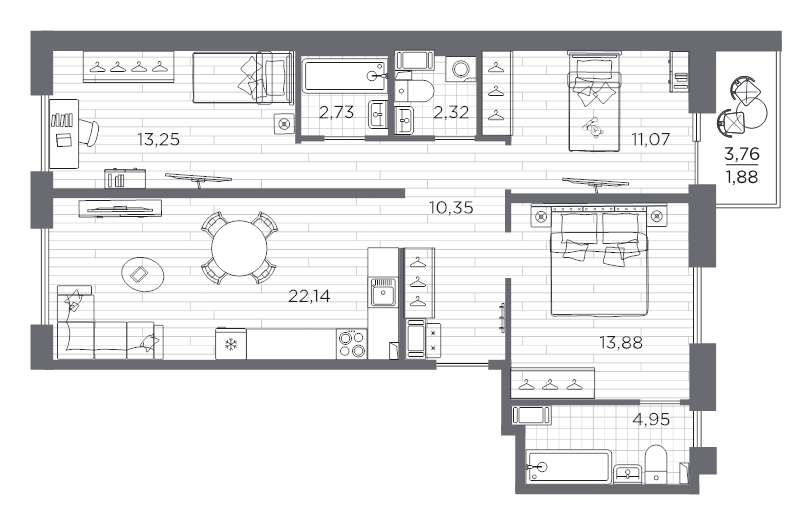Продажа 3-комн квартиры в новостройке Санкт-Петербург г., Суздальское ш.,  к. 611