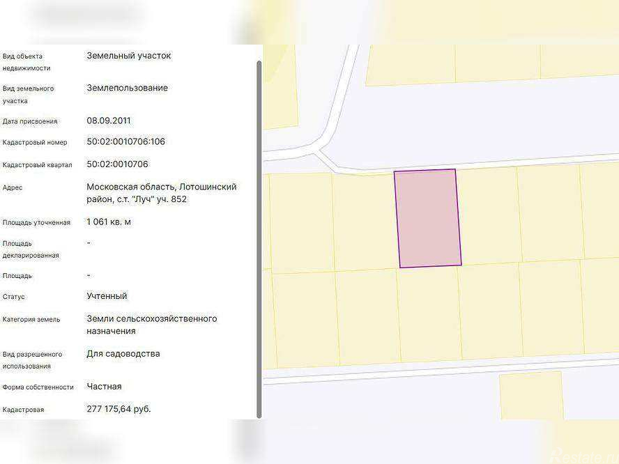Продажа земли Лотошино, Луч территория снт
