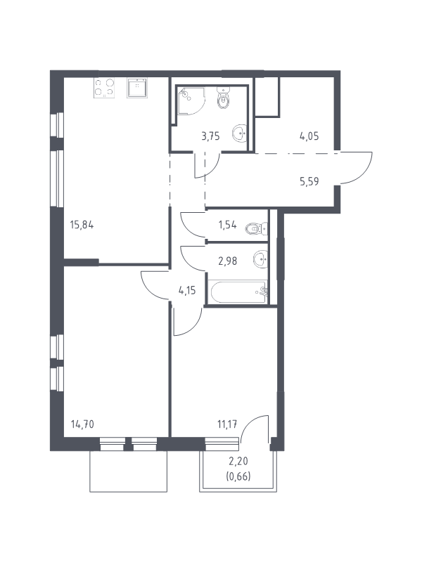 Продажа 2-комн квартиры в новостройке Новосаратовка д., Покровская Дорога ул.,  к. 1.1