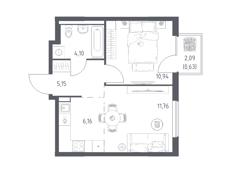 Продажа 1-комн квартиры в новостройке Коробово д., 10 км до МКАД,  к. 8.2