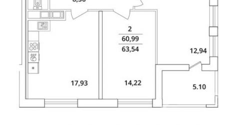 2-комн квартира Кубинская ул. ,  д. 82,  к. 3