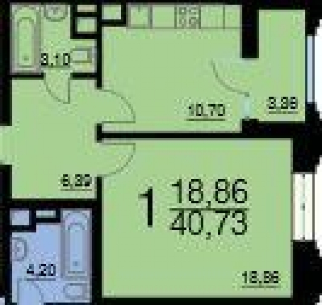 Планировка ЖК Октябрьское поле, 18.86 м2