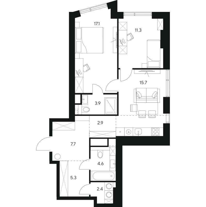 Продажа 2-комн квартиры в новостройке Москва г., Ярцевская ул.,  к. 1