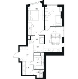 Продажа 2-комн квартиры в новостройке Москва г., Ярцевская ул.,  к. 1