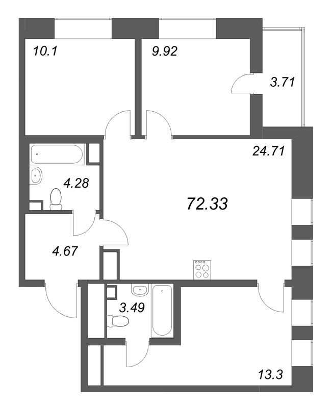 Продажа 3-комн квартиры в новостройке Шушары п., Школьная ул.,  к. 1