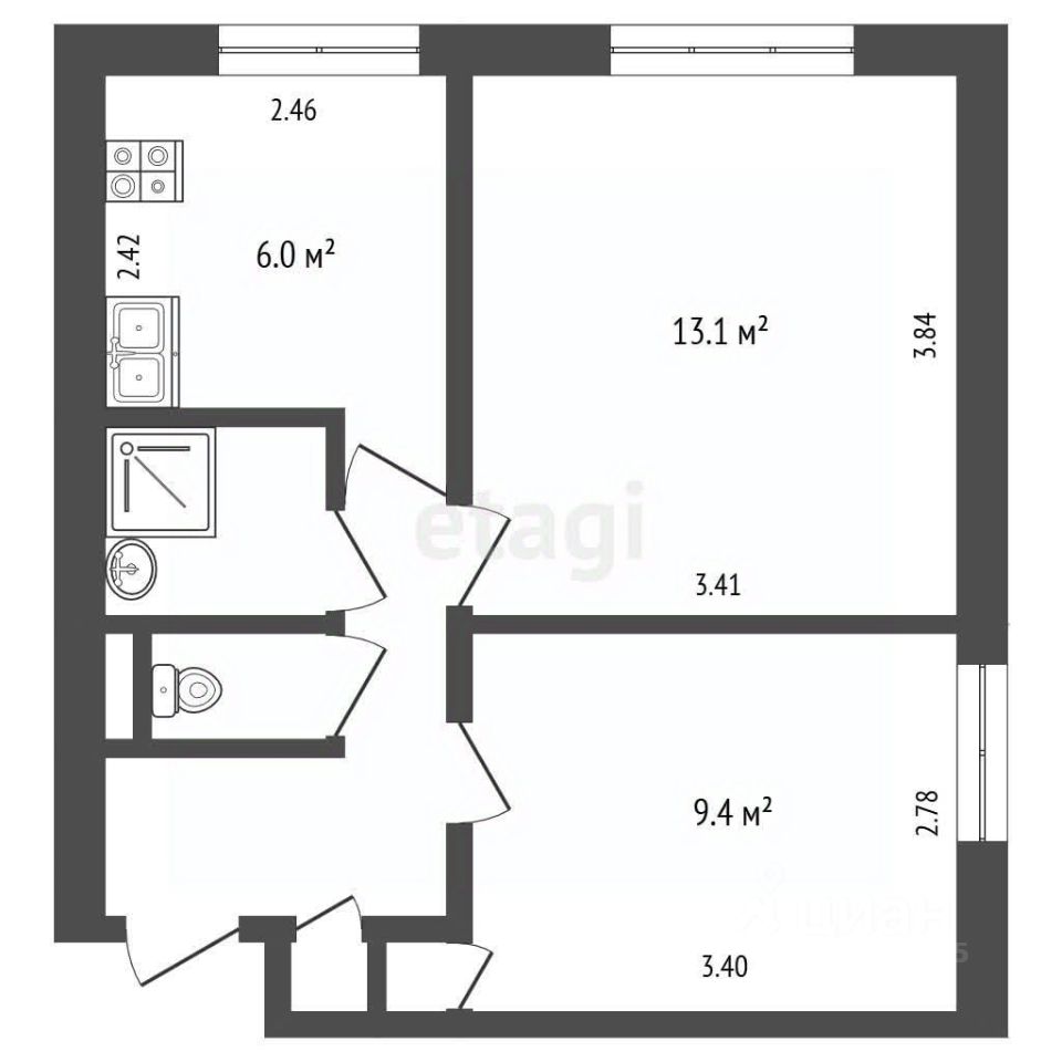 Продажа 2-комн квартиры на вторичном рынке улица Бехтерева, 43К2