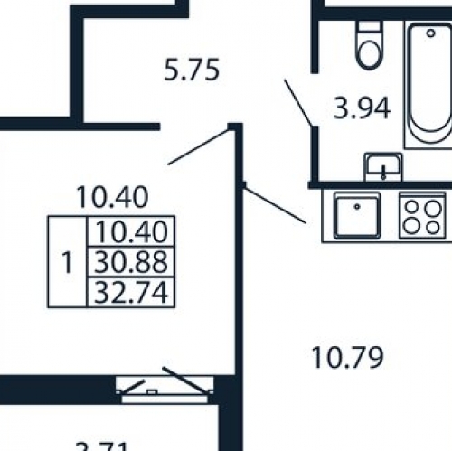 1-комн квартира Аннинское городское поселение, Центральная улица,  д. 30 к1