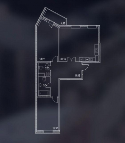 Планировка ЖК YES Residence, 34.24 м2