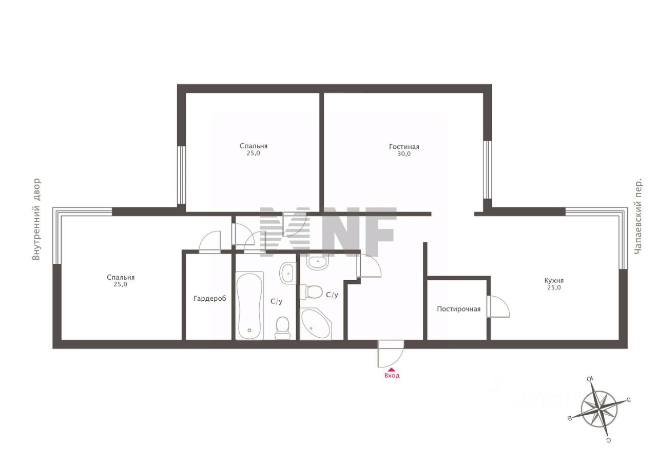 Продажа 3-комн квартиры на вторичном рынке Чапаевский переулок, 3