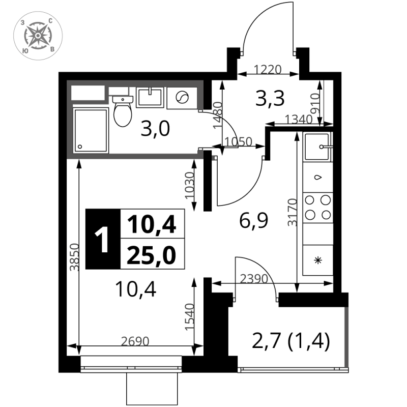 Продажа студии Химки г., Комсомольская ул.,  к. 1