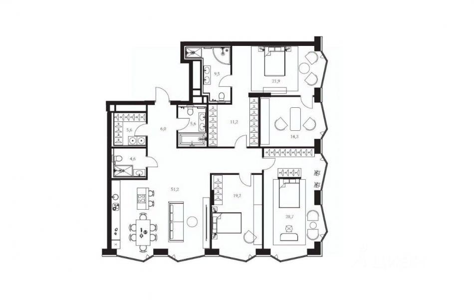 Продажа 3-комн квартиры в новостройке Садовническая улица,  д. 82