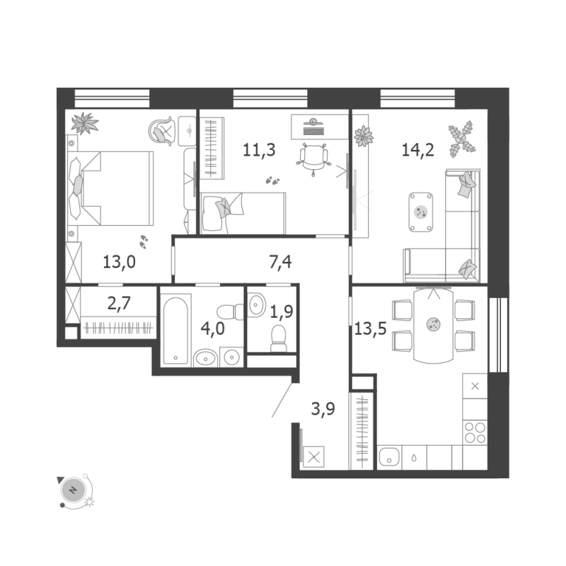 Продажа 3-комн квартиры в новостройке Москва г., Автозаводская ул.,  к. 3.5