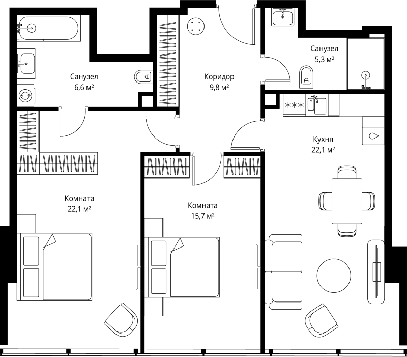 Продажа 2-комн квартиры в новостройке Москва г., 1-й Красногвардейский проезд,  к. 1
