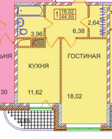 Планировка ЖК Подрезково, 18.02 м2