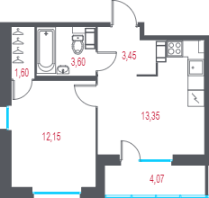 Продажа 1-комн квартиры в новостройке Пушкин г., 1-я линия, территория Лесное,  к. 2.1