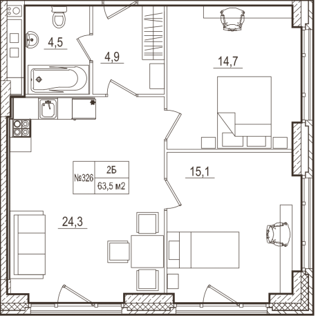 Планировка ЖК Docklands, 29.8 м2