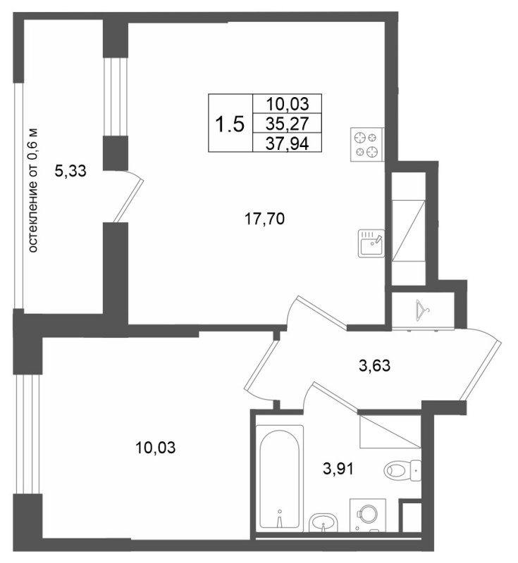 Продажа 1-комн квартиры в новостройке Новосаратовка д., Покровская Дорога ул.,  к. 13