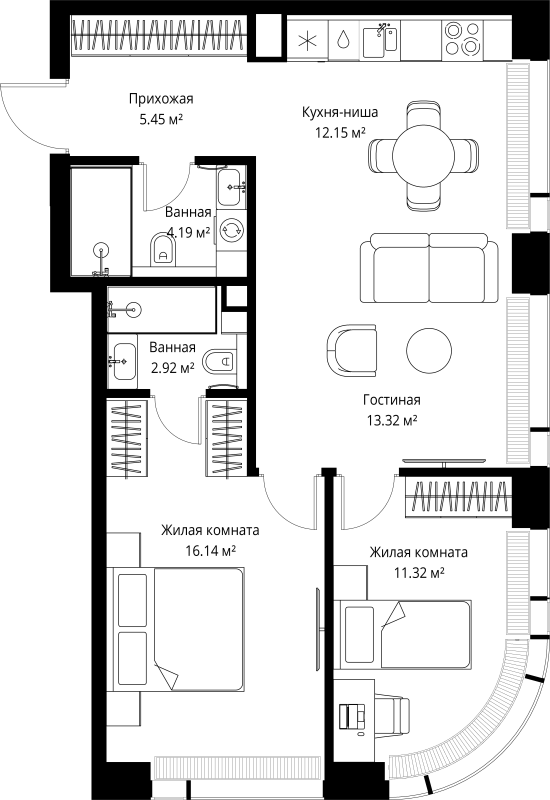 Продажа 2-комн квартиры в новостройке Москва г., Верейская ул.,  к. 5