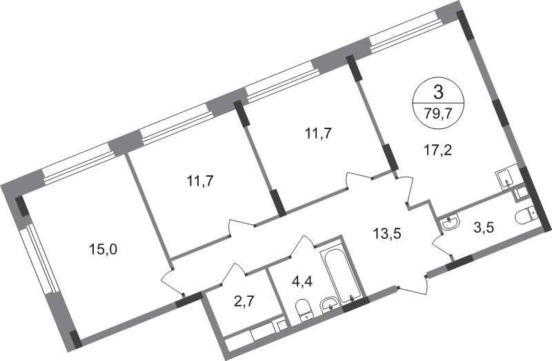 Продажа 3-комн квартиры в новостройке Рассказовка д., Бориса Пастернака ул.,  к. 18.1