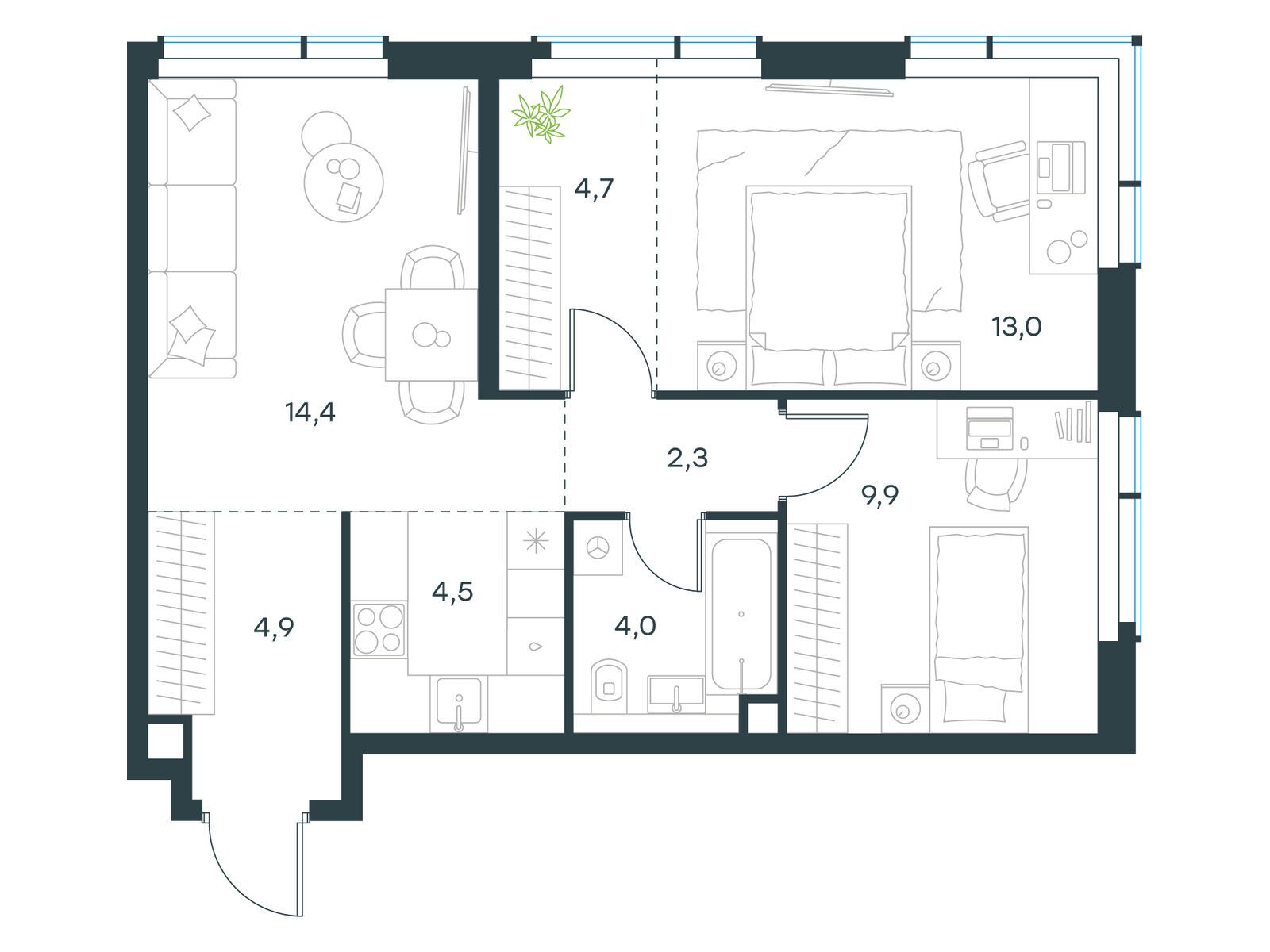 3-комн квартира ул. Дубининская, вл. 69, корп. 14