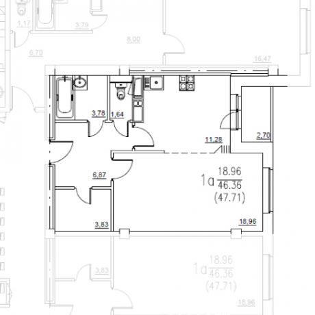 Планировка ЖК Виват Чехов, 18.96 м2