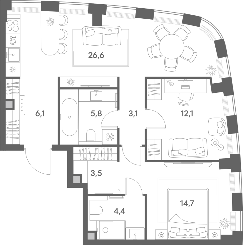 Продажа 2-комн квартиры в новостройке Москва г., Новослободская ул.,  к. 1