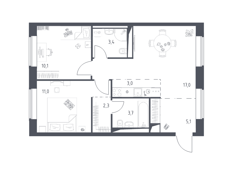 Продажа 2-комн квартиры в новостройке Москва г., Верейская ул.,  к. 3.1