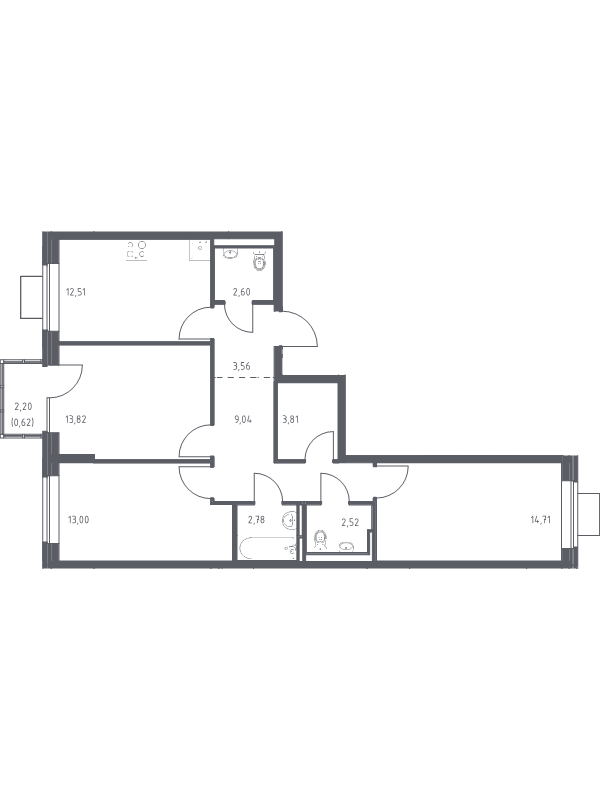 Продажа 3-комн квартиры в новостройке Богданиха д., Красная Слобода ул.,  к. 7.3