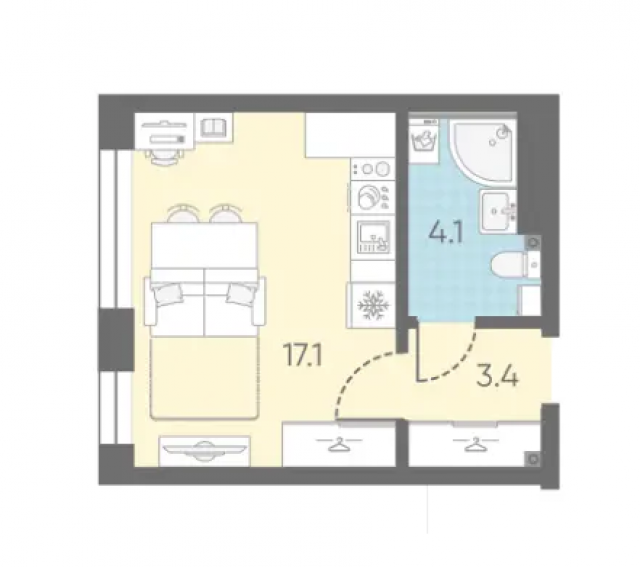 Планировка ЖК ЛСР. Измайловский, 17.1 м2