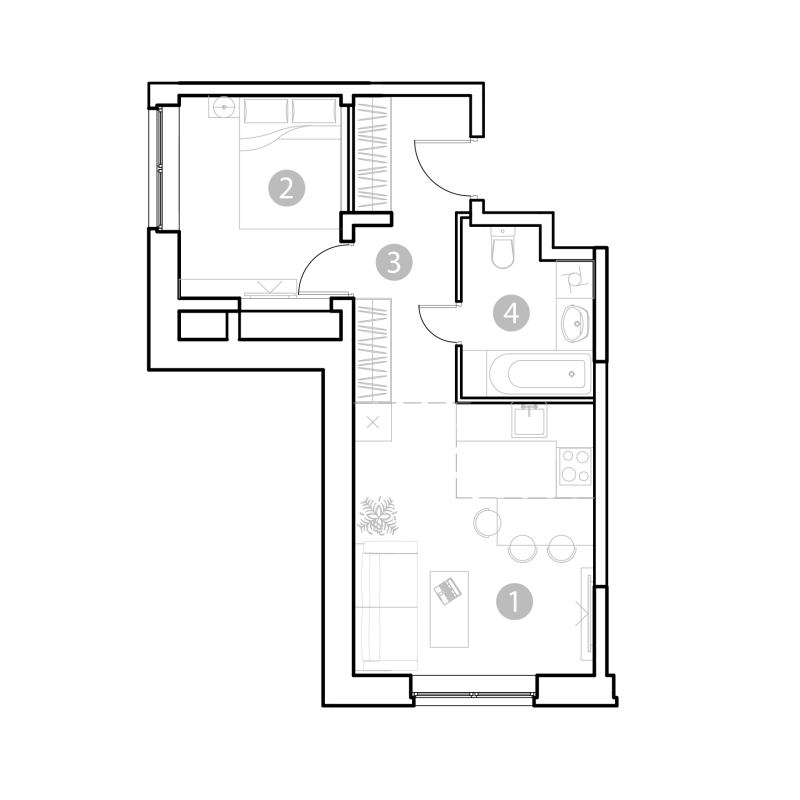 Продажа 1-комн квартиры в новостройке Москва г., Потешная ул.,  к. 1