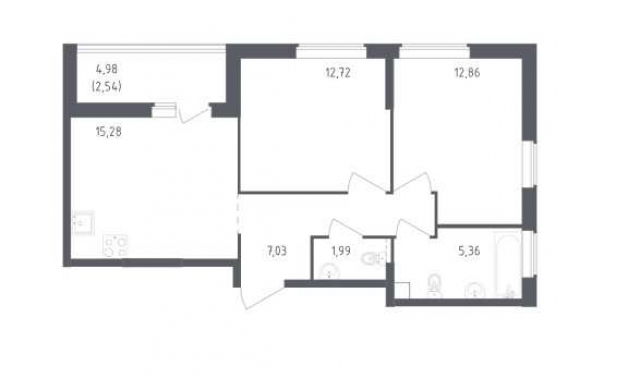 Планировка ЖК Южная Нева, 25.58 м2