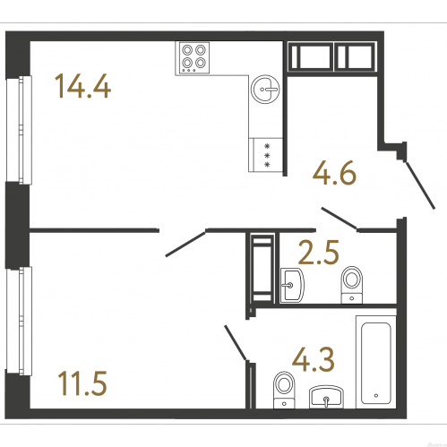 1-комн квартира набережная Обводного канала, 118А