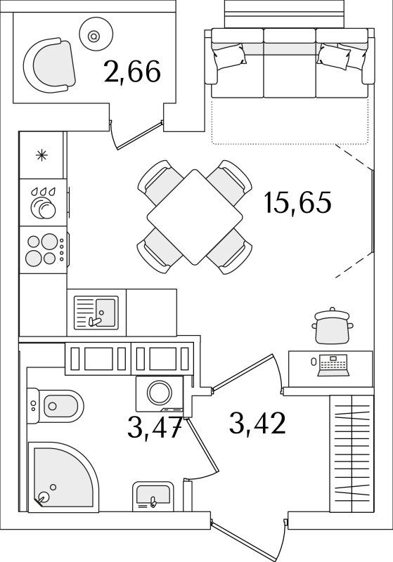 Продажа студии Санкт-Петербург г., Октябрьская наб.,  к. 1