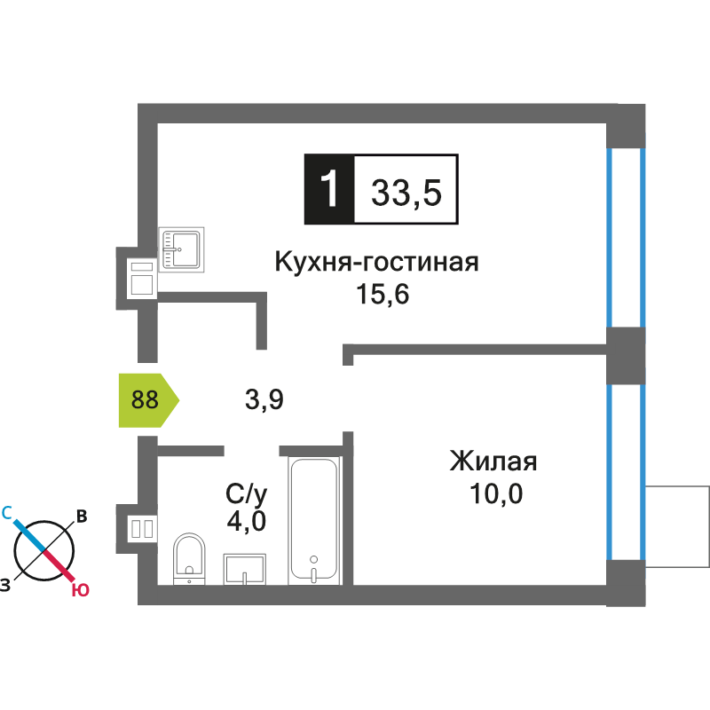 Продажа 1-комн квартиры в новостройке Светлые Горы п., Пятницкое ш.,  к. 6