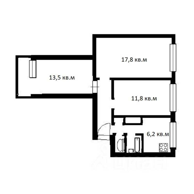 Продажа 3-комн квартиры на вторичном рынке улица Стойкости,  д. 1