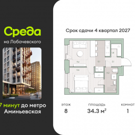 Продажа 1-комн квартиры в новостройке Очаковское шоссе