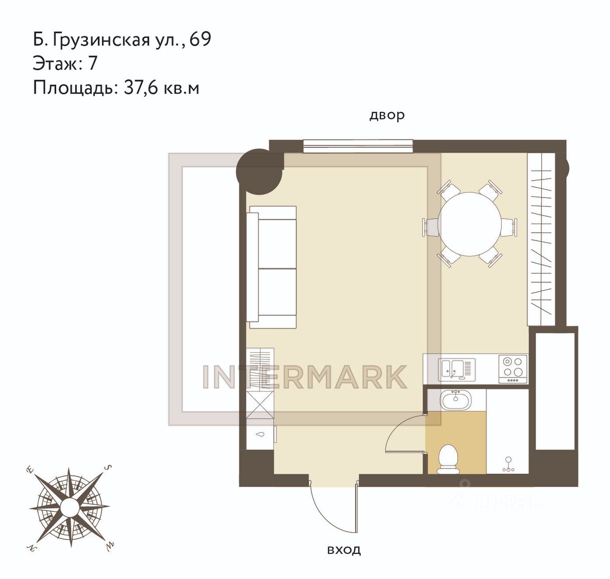 Продажа 1-комн квартиры на вторичном рынке Большая Грузинская улица, 69