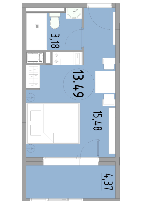 Продажа студии Санкт-Петербург г., 3-й Рабфаковский пер.,  к. 1