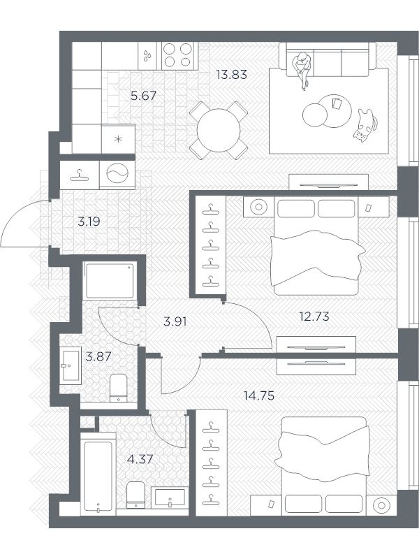 Продажа 2-комн квартиры в новостройке Москва г., Веткина ул.,  к. Башня-А