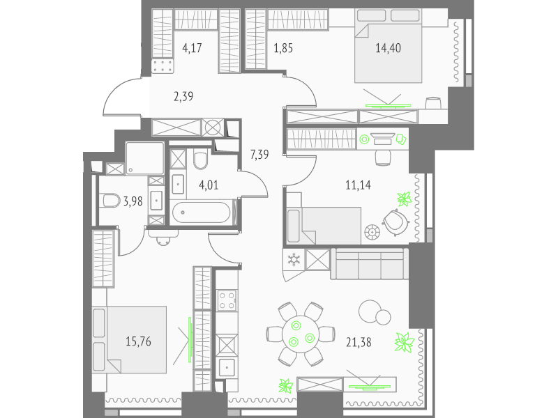 Продажа 3-комн квартиры в новостройке Москва г., Огородный проезд,  к. Атлас